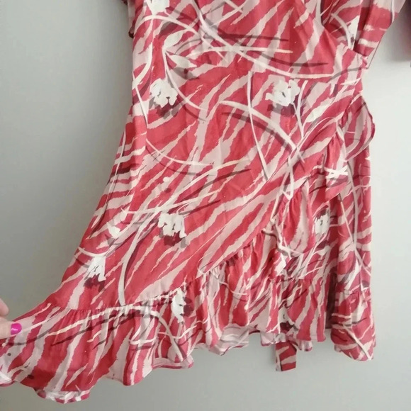 All Saints Marlow Kazuna Wrap Dress Japanese Print Ruffle Trim Waist Tie Belt 6 - Picture 9 of 16